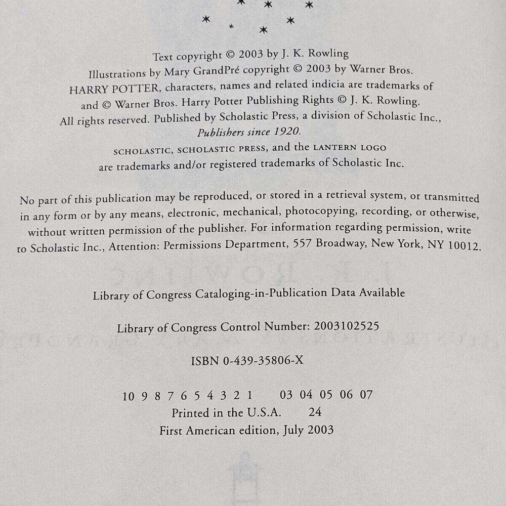 Harry Potter Order of the Phoenix J. K. Rowling First American Edition July 2003 - Picture 5 of 8